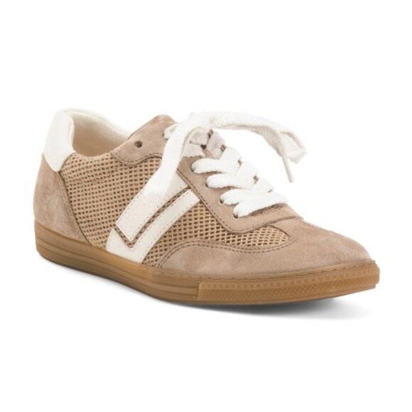 Paul Green Zaria Sneaker In Sisal Ivory Leo Velvet Combo  PAUL GREEN Suede Zaria Sneakers